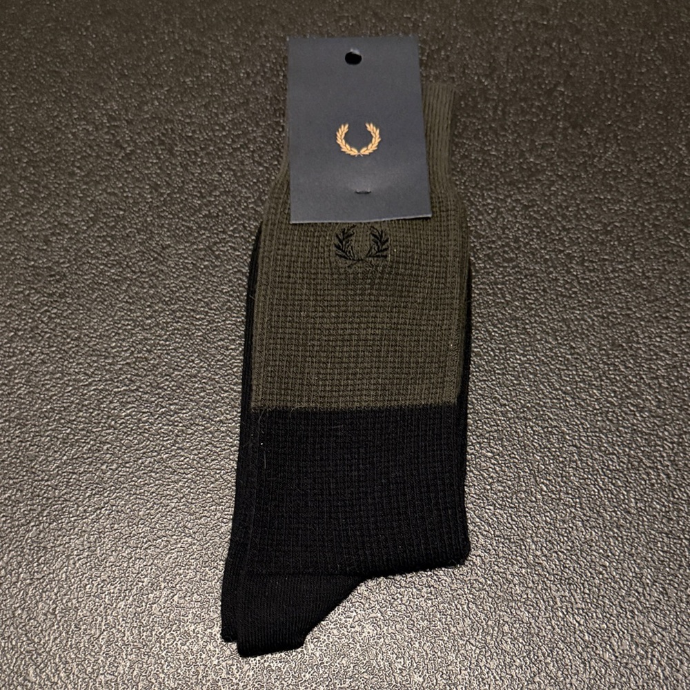 Fred Perry Men's Olive and Black Casual Socks